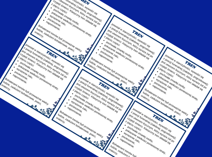 TREN – treny - cechy – wklejka - liryka