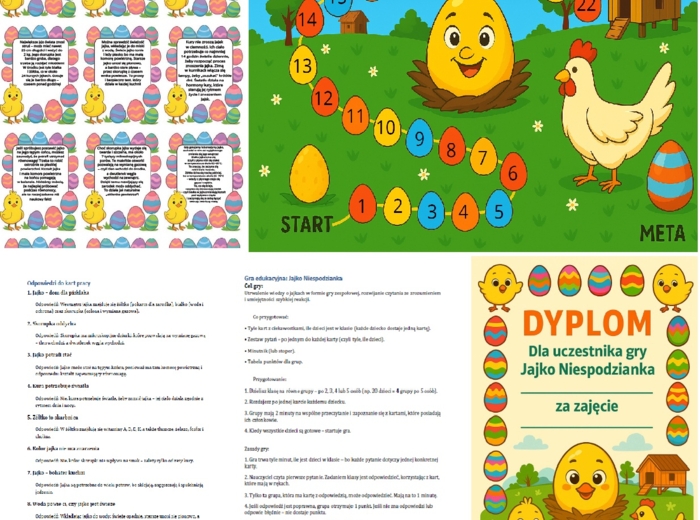 Jajko - gra planszowa, gra karciana, 8 części