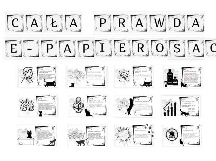 Gazetka szkolna o e-papierosach - Cała prawda o E-PAPIEROSACH/ Gazetka na temat szkodliwości palenia e-papierosów