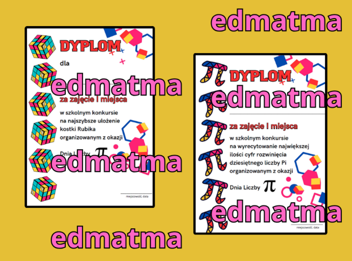 Dyplomy - zestaw z okazji Dnia Liczby Pi