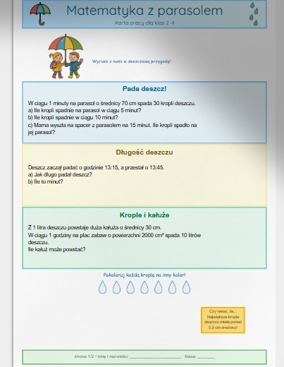 Karta pracy "Matematyka z parasolem"
