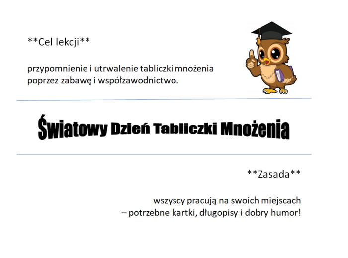 Pomysł na Światowy Dzień Tabliczki Mnożenia - prezentacja