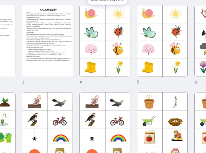 Wiosenne kalambury, memory