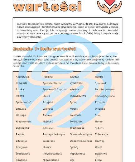 Karta pracy o wartościach – narzędzie do treningu umiejętności społecznych i godzin wychowawczych