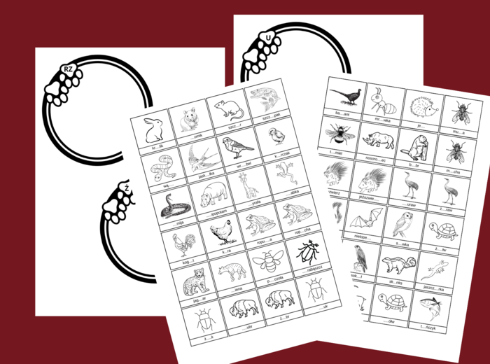 ORTOGRAFICZNY ZWIERZYNIEC - ortografia - wklejki - karty pracy