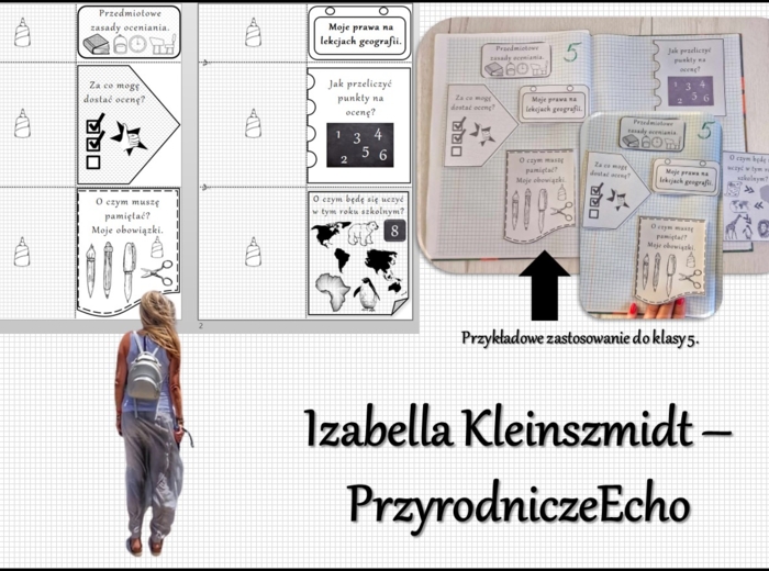 Przedmiotowe zasady oceniania (PZO) z geografii (klasa 8). Interaktywna notatka do wycinania, zginania i wypełniania przez ucznia.