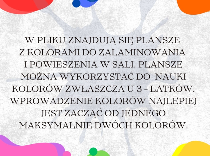 KARTY OBRAZKOWE PLANSZE -KOLORY - PLAMKI.