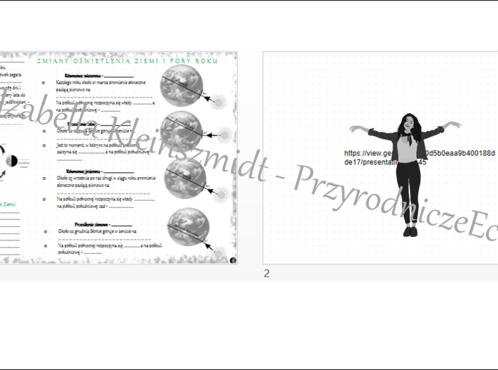 Karta pracy do tematu „Ruch obiegowy Ziemi” oraz gratisowo pomysł na lekcję multimedialną z monitorem multimedialnym lub z tabletami (w formie niekomercyjnej prezentacji do edycji – krok po kroku) wykonany w genially Geografia SP – klasa 6, dział II „Ruc