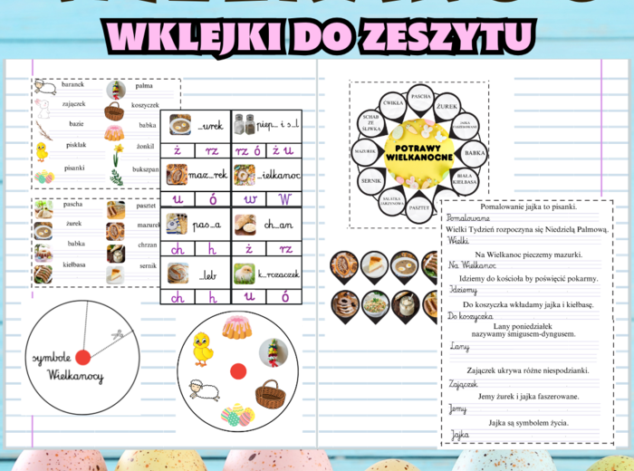Wielkanoc- wklejki do zeszytu i ćwiczenia do druku