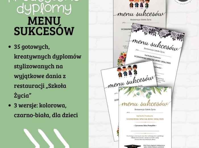 Dyplomy na zakończenie etapu edukacji - Dyplomy na zakończenie roku szkolnego - Kreatywne dyplomy