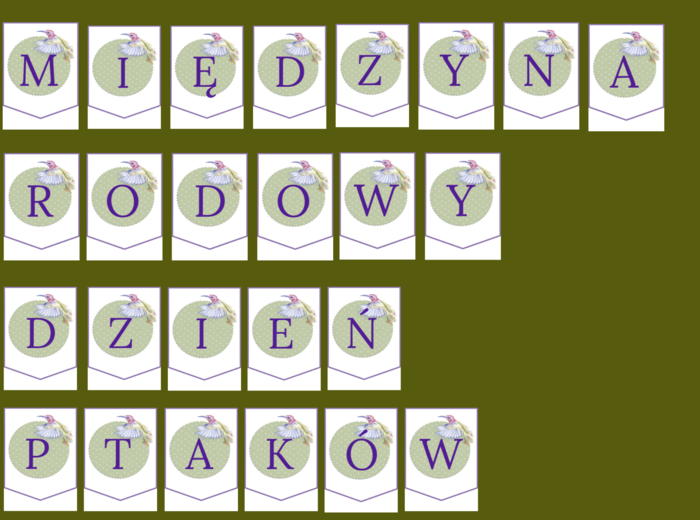 DZIEŃ PTAKÓW – wiosna - girlanda – napis – gazetka – wersja 1