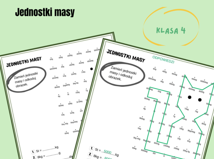 Jednostki masy, kodowanie, karta pracy, klasa 4