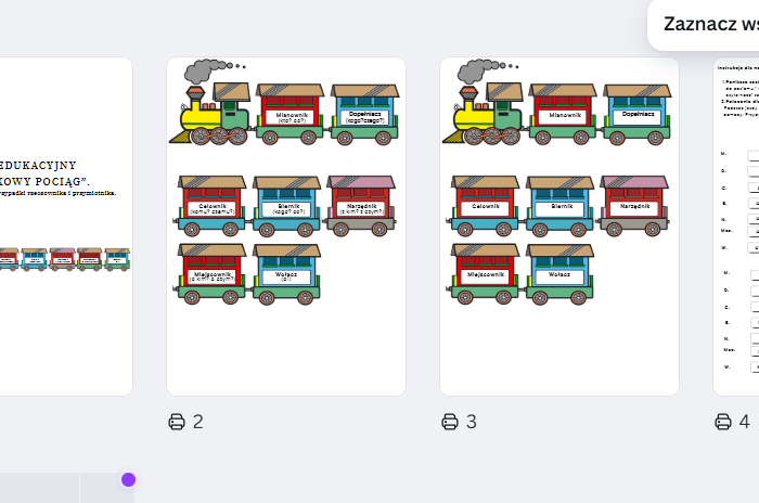 Przypadkowy pociąg- odmiana rzeczownika i przymiotnika przez przypadki.