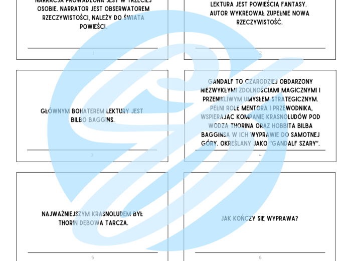 Hobbit, czyli tam i z powrotem – J.R.R. Tolkien | Interaktywne karty do lektury