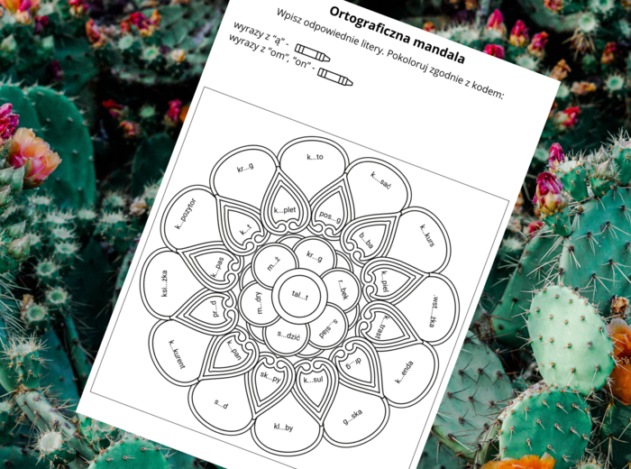 ORTOGRAFICZNA mandala – wyrazy z Ą - ON - OM – ortografia