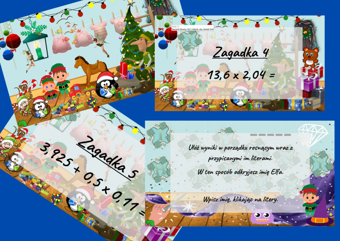 Boże Narodzenie - Escape Room - UŁAMKI DZIESIĘTNE. Dołącz do Drużyny Elfów.