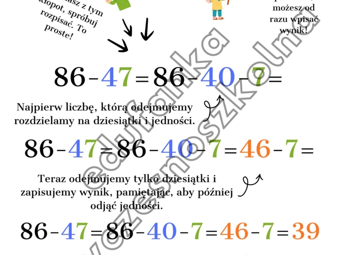 Odejmowanie liczb - prosty sposób na rozpisywanie