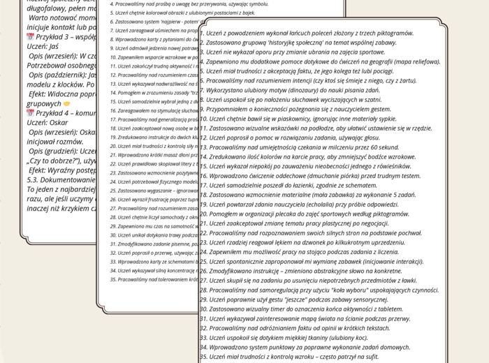 Wpisy do dziennika nauczyciela współorganizującego - dla dziecka z AUTYZMEM