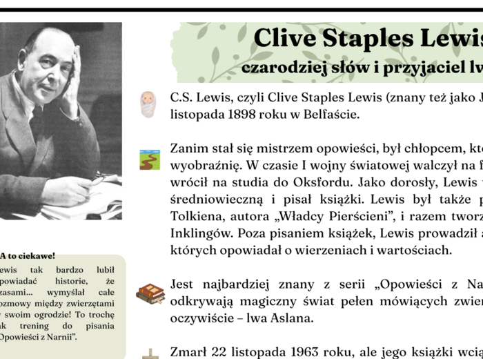 Clive Staples Lewis - atrakcyjna notatka biograficzna