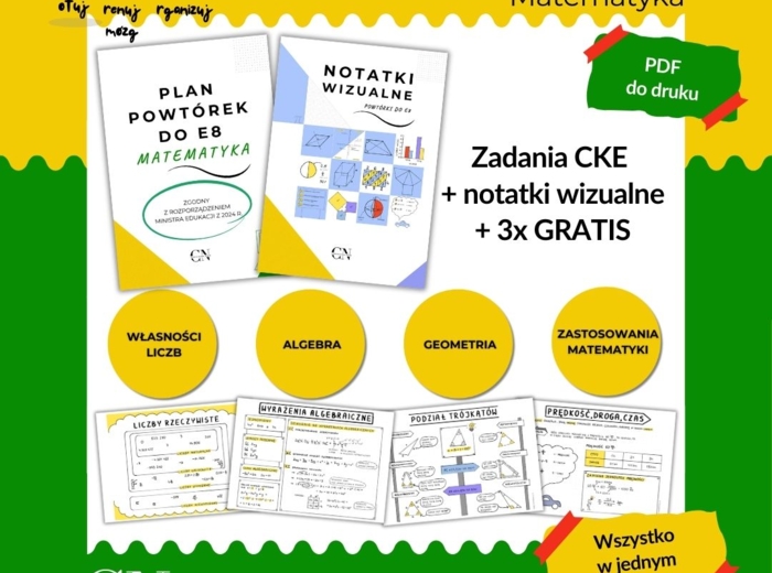 PAKIET E8 EGZAMIN ÓSMOKLASISTY - własności liczb, algebra, geometria, zastosowania matematyki