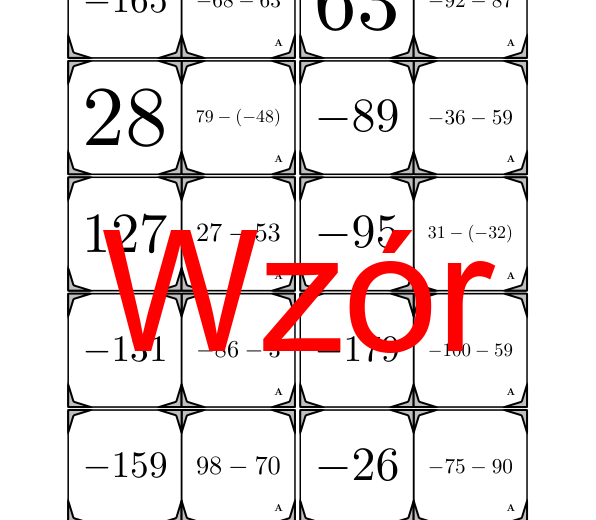 Domino - Odejmowanie liczb całkowitych | matematyka