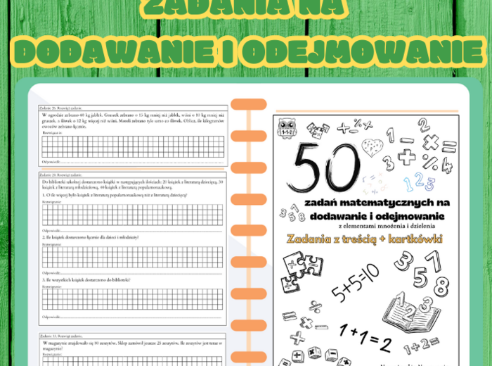 50 zadań matematycznych na dodawanie i odejmowanie