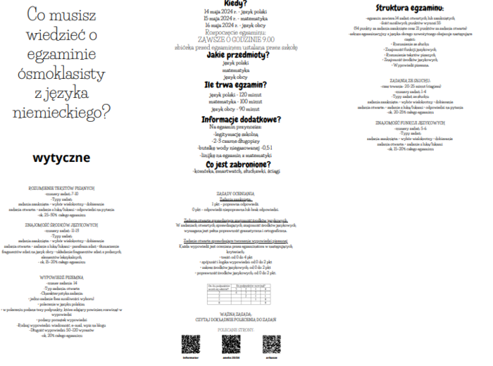 Co powinieneś wiedzieć przed egzaminem ósmoklasisty z języka niemieckiego? - wklejka, informacje