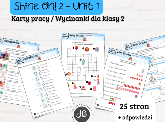 Materiały do Shine On! 2 Unit 1 – Happy Birthday - karty pracy - wklejki/wycinanki