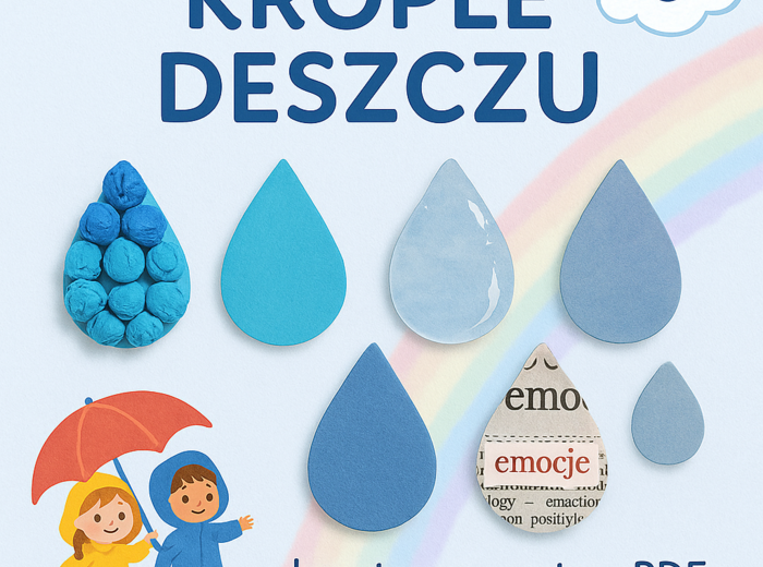„Krople deszczu” – praca plastyczna z papieru i bibuły