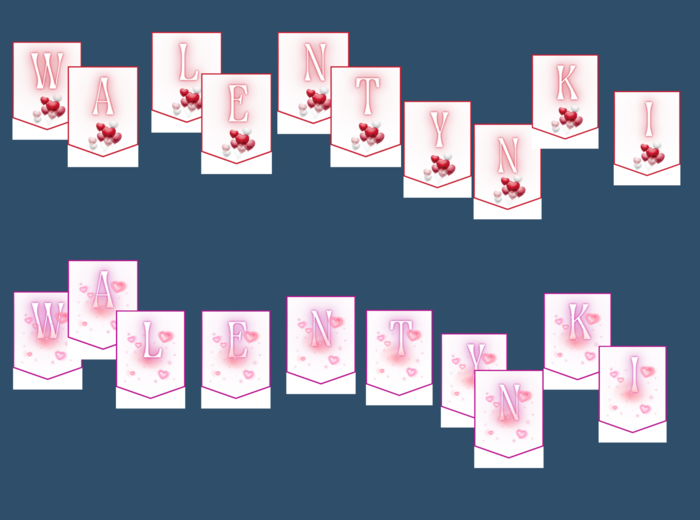 WALENTYNKI – girlanda – napis – 2 wersje – gazetka