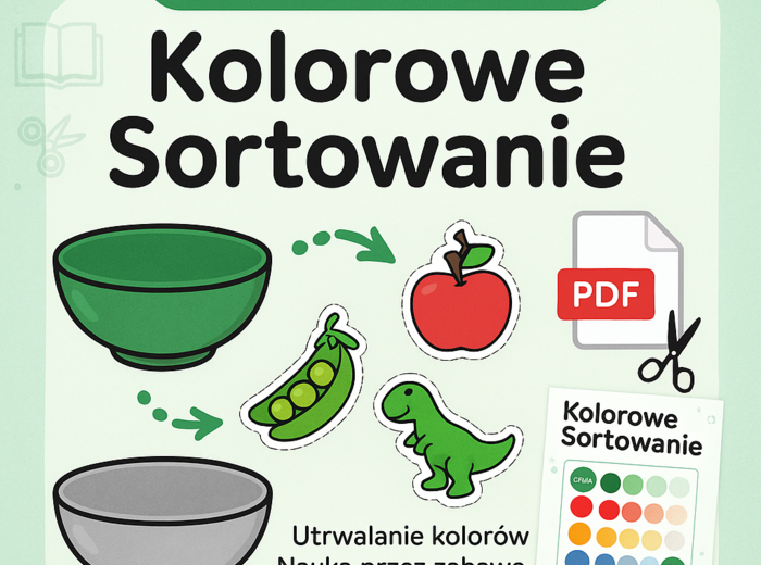 Zabawa kolorystyczna: sortowanie rzeczy według koloru