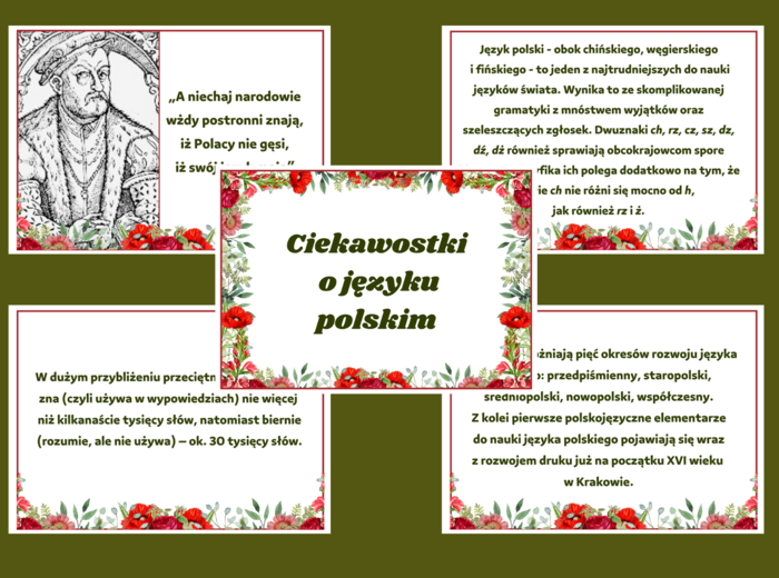 DZIEŃ JĘZYKA OJCZYSTEGO – Ciekawostki o języku polskim - gazetka – biblioteka – świetlica – 15 stron – wersja 4