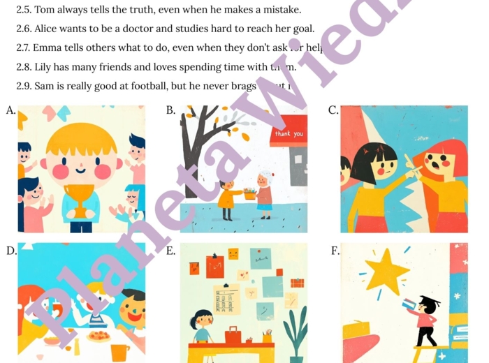 PRZYMIOTNIKI (CECHY CHARAKTERU)– Zbiór zadań do egzaminu ósmoklasisty z języka angielskiego. Poziom A2/A2+ – przymiotniki opisujące cechy charakteru, przymiotniki zaprzeczające - przedrostki( un-, dis-, in-, im-, ir-), wypełnianie luk w tekście, dialogac