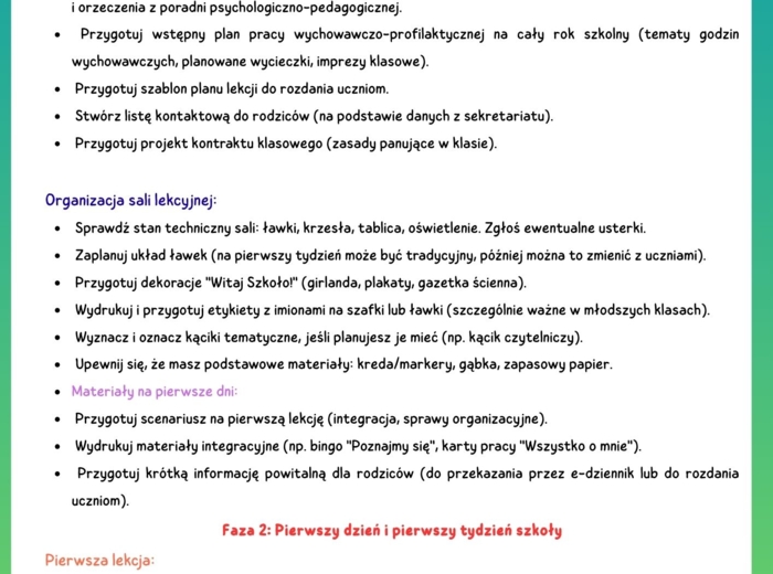 Checklista młodego nauczyciela wychowawcy