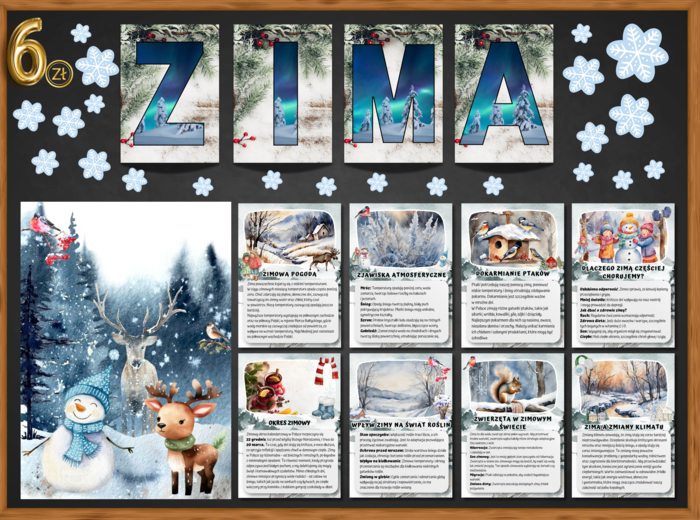 GAZETKA ZIMA - napis, plansze, plakat