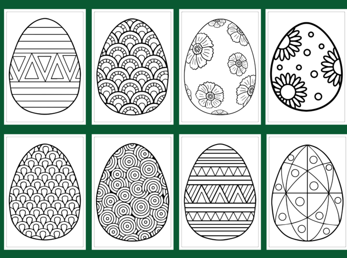 WIELKANOC – Galeria – PISANKI - kolorowanka – kolorowanki – WIOSNA – biblioteka – świetlica – przedszkole – 40 wersji