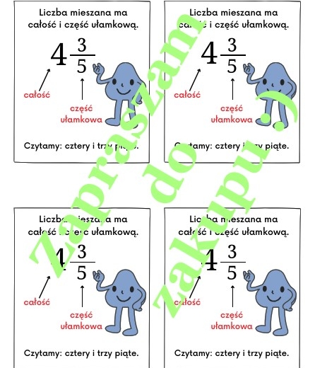 Liczba mieszana - wklejka do zeszytu