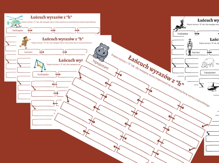 ŁAŃCUCH WYRAZOWY - wyrazy z "H" - karta pracy - ortografia