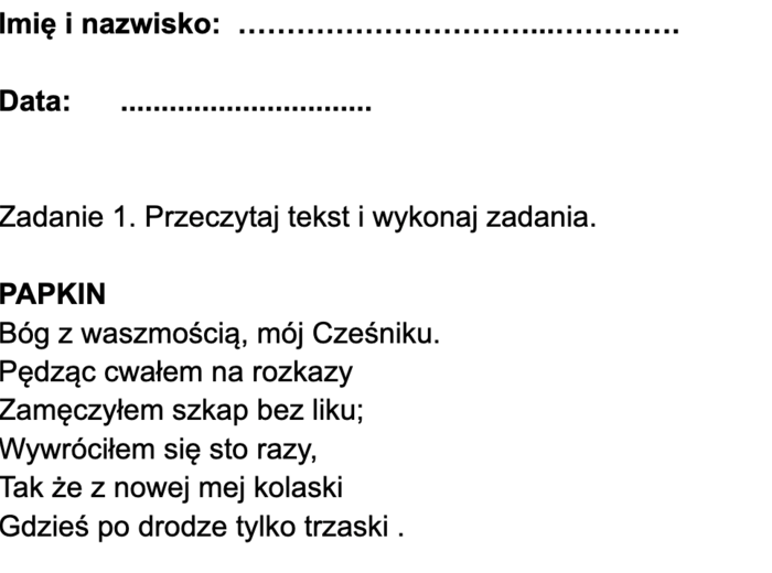 Sprawdzian "Zemsta".