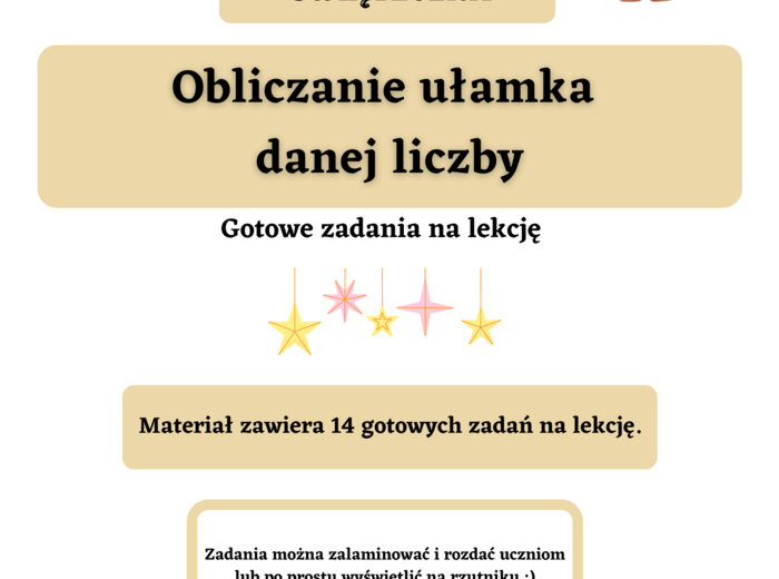 Obliczanie ułamka danej liczby. Zadania z treścią. Wersja świąteczna :)