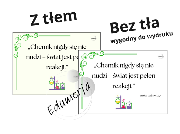 Chemiczne cytaty - 13 + 13 kart inspirujących - wersja pełna i ekonomiczna do wydruku