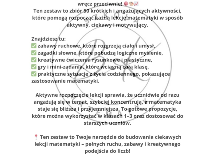 50 aktywnych pomysłów na rozpoczęcie lekcji matematyki