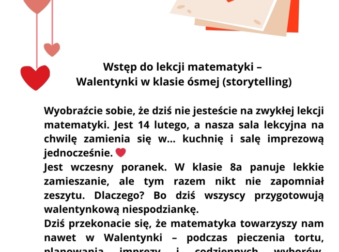Walentynkowe zadania matematyczne kl.8