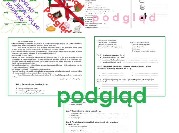 ANIA Z ZIELONEGO WZGÓRZA - pakiet materiałów