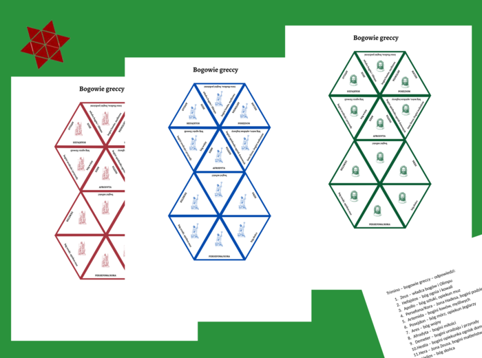 BOGOWIE GRECCY - mity - mitologia - trimino 12 elementów + odpowiedzi