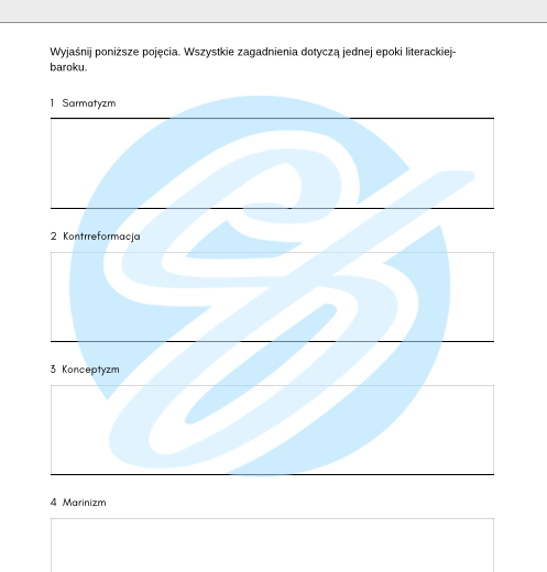 Barok – Najważniejsze Zagadnienia – Karty Pracy dla Maturzystów