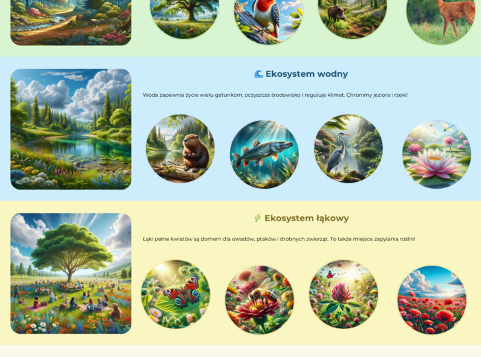 Plansze edukacyjne. Zwierzęta i rośliny chronione. Ekosystemy.