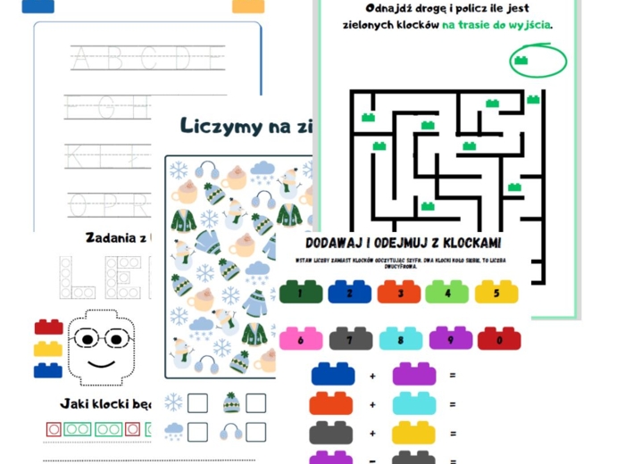Liczymy i piszemy z klockami. Karty pracy.