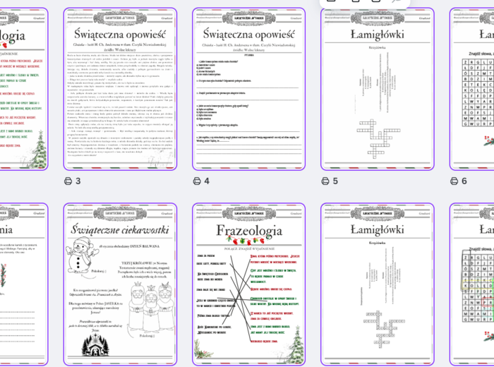 Zimowe wyzwanie - 10 stron aktywności wraz z odpowiedziami