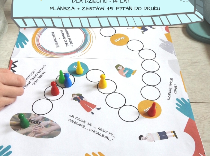 Gra planszowa „Asertywność dla dzieci 10-14 lat. Plansza + 45 pytań” - pomoc edukacyjna do druku